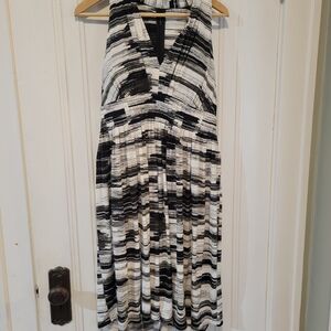 Calvin Klein Striped Black and White Midi Dress